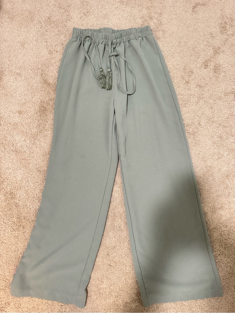 SHEIN Sage Green Wide-Leg Drawstring Pants